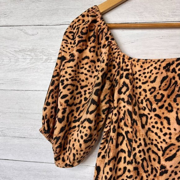 Billabong Dress Womens Size Small Paradise Leopard Print Off the Shoulder Mini - Picture 7 of 16